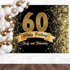 Layoris Golden Dazzling Starlight Black 60Th Birthday Backdrop