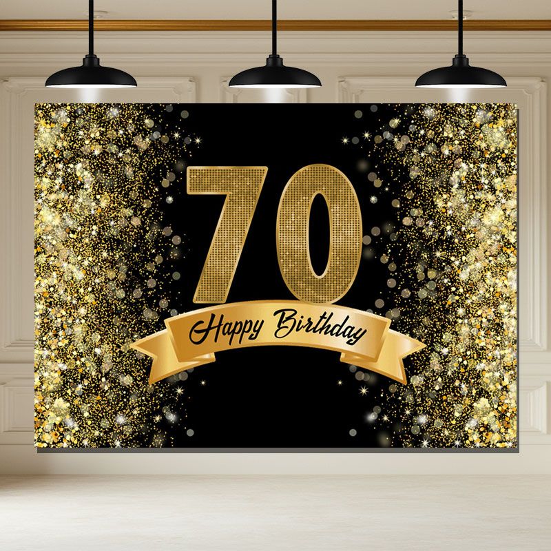 Layoris Golden Dazzling Starlight Black 70Th Birthday Backdrop