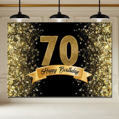 Layoris Golden Dazzling Starlight Black 70Th Birthday Backdrop