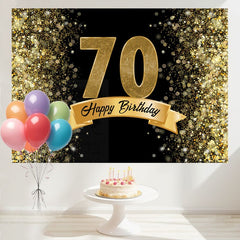 Layoris Golden Dazzling Starlight Black 70Th Birthday Backdrop