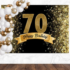 Layoris Golden Dazzling Starlight Black 70Th Birthday Backdrop
