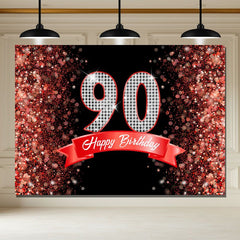 Layoris Red Dazzling Starlight Black 90Th Birthday Backdrop