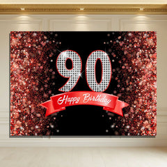 Layoris Red Dazzling Starlight Black 90Th Birthday Backdrop