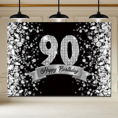 Layoris Silver Dazzling Diamond Black 90Th Birthday Backdrop