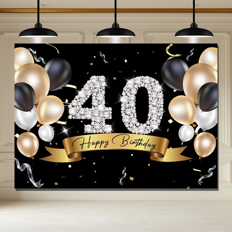 Layoris Balloons Sparkling Silver Diamond 40Th Birthday Backdrop