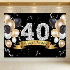 Layoris Balloons Sparkling Silver Diamond 40Th Birthday Backdrop
