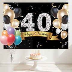 Layoris Balloons Sparkling Silver Diamond 40Th Birthday Backdrop