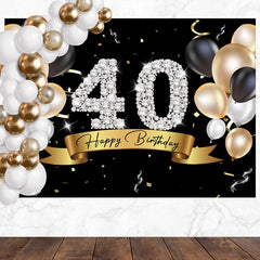 Layoris Balloons Sparkling Silver Diamond 40Th Birthday Backdrop