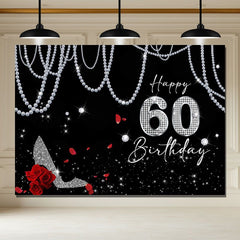 Layoris Sparkling Pearl Chain Black 60Th Birthday Backdrop
