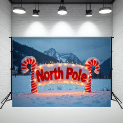 Layoris Candy Cane North Pole Christmas Winter Backdrop