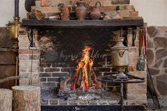 Vintage Brick Stove Winter Christmas Backdrop - Layoris