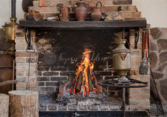Vintage Brick Stove Winter Christmas Backdrop - Layoris