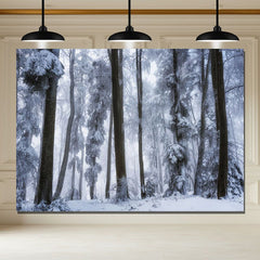 Layoris Straight Trees Covered With Snow Winter Backdrop