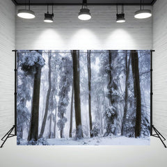 Layoris Straight Trees Covered With Snow Winter Backdrop