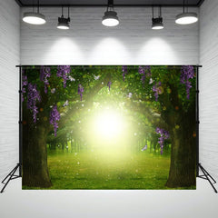 Glowing Magic Forest Wisteria Flowers Photo Backdrop - Layoris