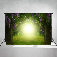Glowing Magic Forest Wisteria Flowers Photo Backdrop - Layoris