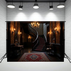 Retro Spiral Staircase Architecture Photo Backdrop - Layoris