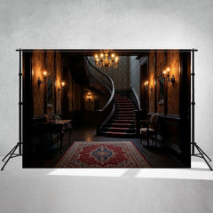 Retro Spiral Staircase Architecture Photo Backdrop - Layoris