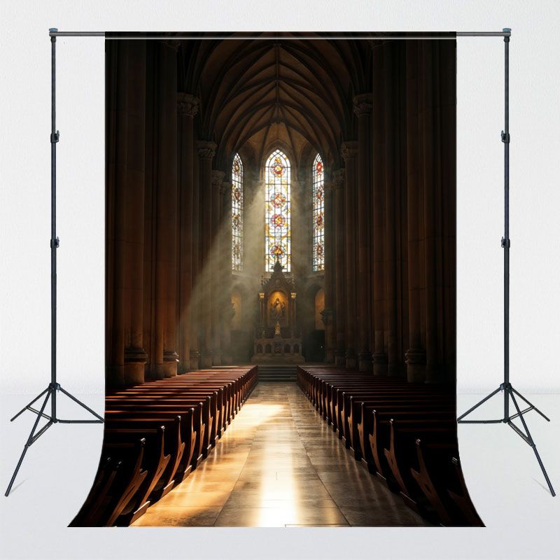 Sunlight Shines In The Retro Church Photo Backdrop - Layoris