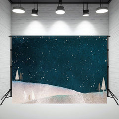 Abstract Starry Sky Pine Snow Photo Backdrop - Layoris