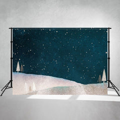 Abstract Starry Sky Pine Snow Photo Backdrop - Layoris