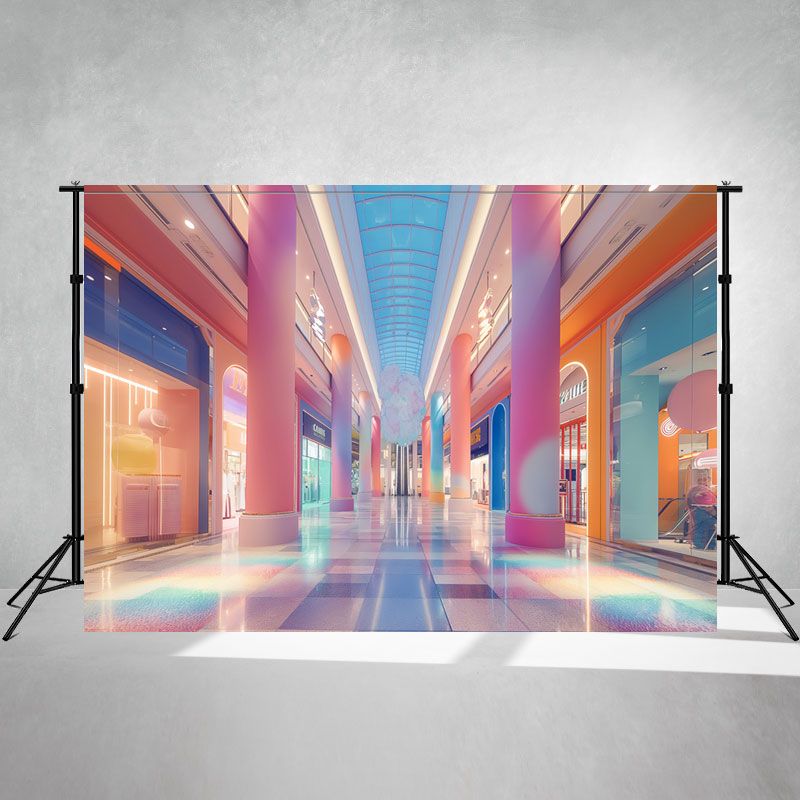 Bright And Colorful Shopping Mall Photo Backdrop - Layoris