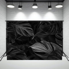 Black Monstera Leaves Portrait Photo Background - Layoris