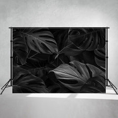 Black Monstera Leaves Portrait Photo Background - Layoris