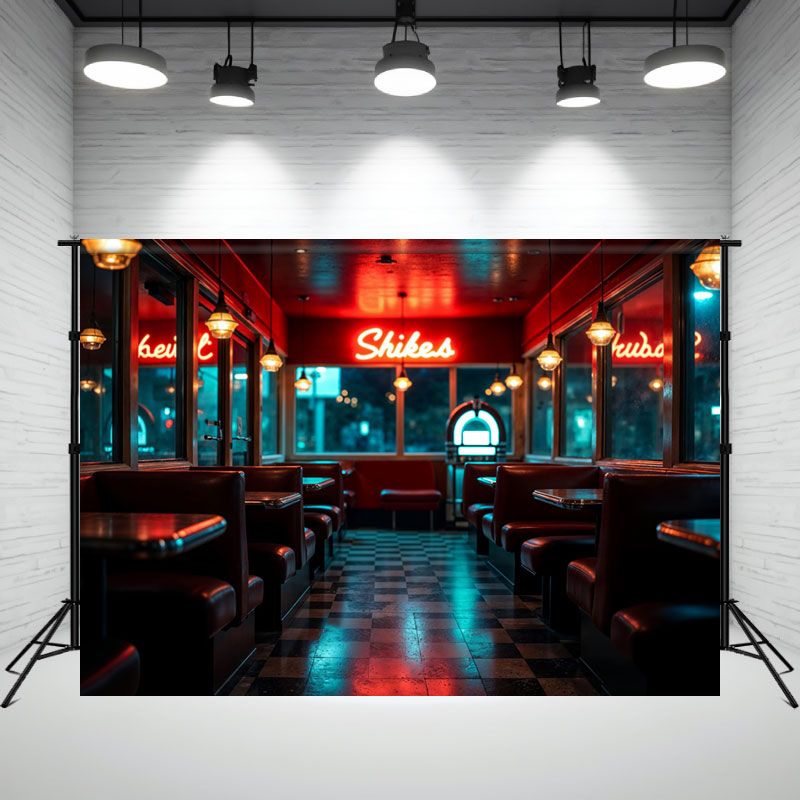 Night Red Light Restaurant Photography Backdrop - Layoris