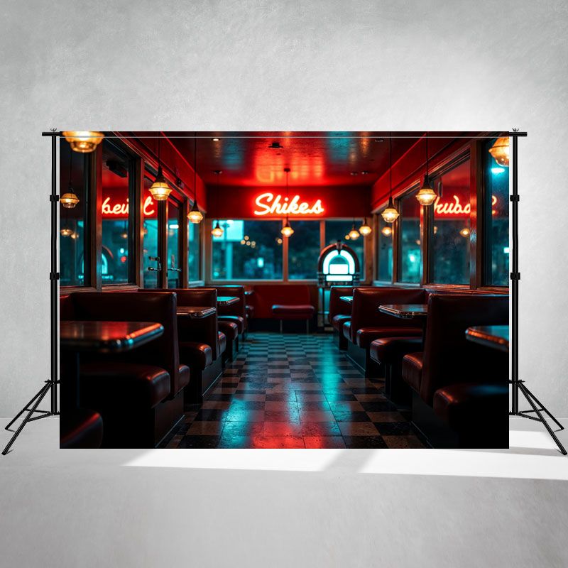 Night Red Light Restaurant Photography Backdrop - Layoris