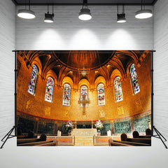 Arched Window Church Cross Photography Backdrop - Layoris