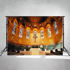Arched Window Church Cross Photography Backdrop - Layoris