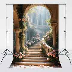 Archway Stairs Flower Photography Backdrop - Layoris