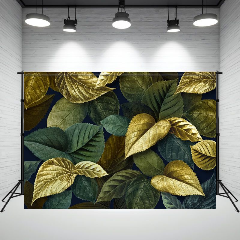 Golden Green Leaves Interweaving Photo Backdrop - Layoris