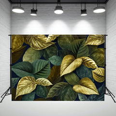 Golden Green Leaves Interweaving Photo Backdrop - Layoris