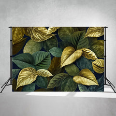 Golden Green Leaves Interweaving Photo Backdrop - Layoris
