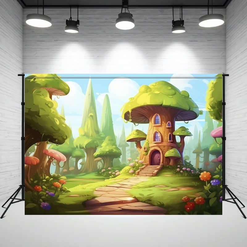Cartoon Tree House Forest Photography Backdrop - Layoris