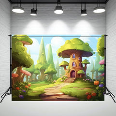 Cartoon Tree House Forest Photography Backdrop - Layoris