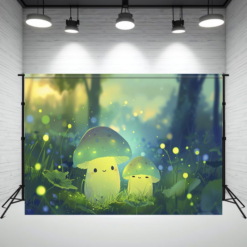Cute Mushroom Elves Magic Forest Photo Backdrop - Layoris