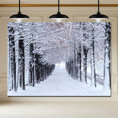 Layoris Snow Covered Trees Winter Photo Backdrop