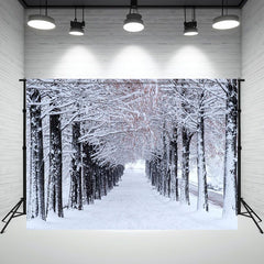 Layoris Snow Covered Trees Winter Photo Backdrop