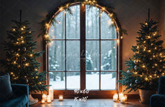 Arched Window Christmas Tree Holiday Party Backdrop - Layoris