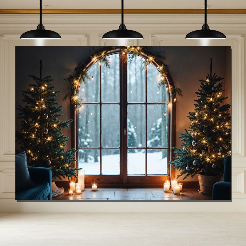 Layoris Arched Window Christmas Tree Holiday Party Backdrop
