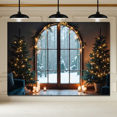 Layoris Arched Window Christmas Tree Holiday Party Backdrop