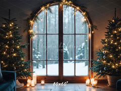 Arched Window Christmas Tree Holiday Party Backdrop - Layoris