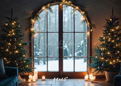 Arched Window Christmas Tree Holiday Party Backdrop - Layoris