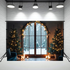 Layoris Arched Window Christmas Tree Holiday Party Backdrop