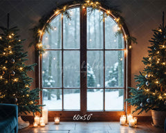 Arched Window Christmas Tree Holiday Party Backdrop - Layoris