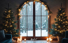 Arched Window Christmas Tree Holiday Party Backdrop - Layoris