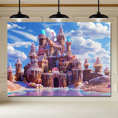 Layoris Chocolate Castle Blue Sky Kids Party Backdrop
